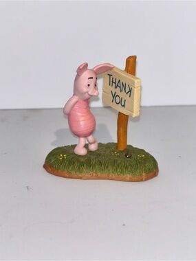 Winnie the Pooh Piglet Thank You Sign Vintage Porcelain Disney Figurine Retired